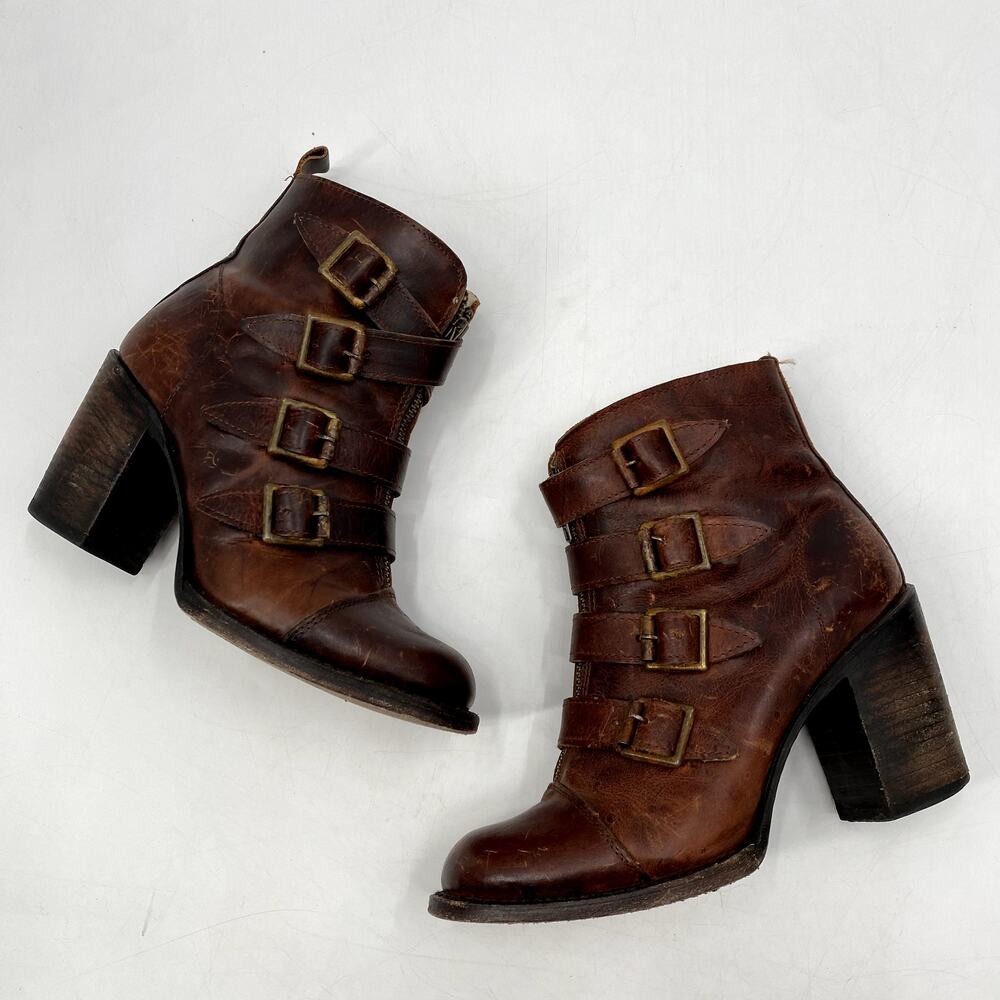 Freebird 7 Brown Leather Buckle banjo booties - Picture 3 of 7